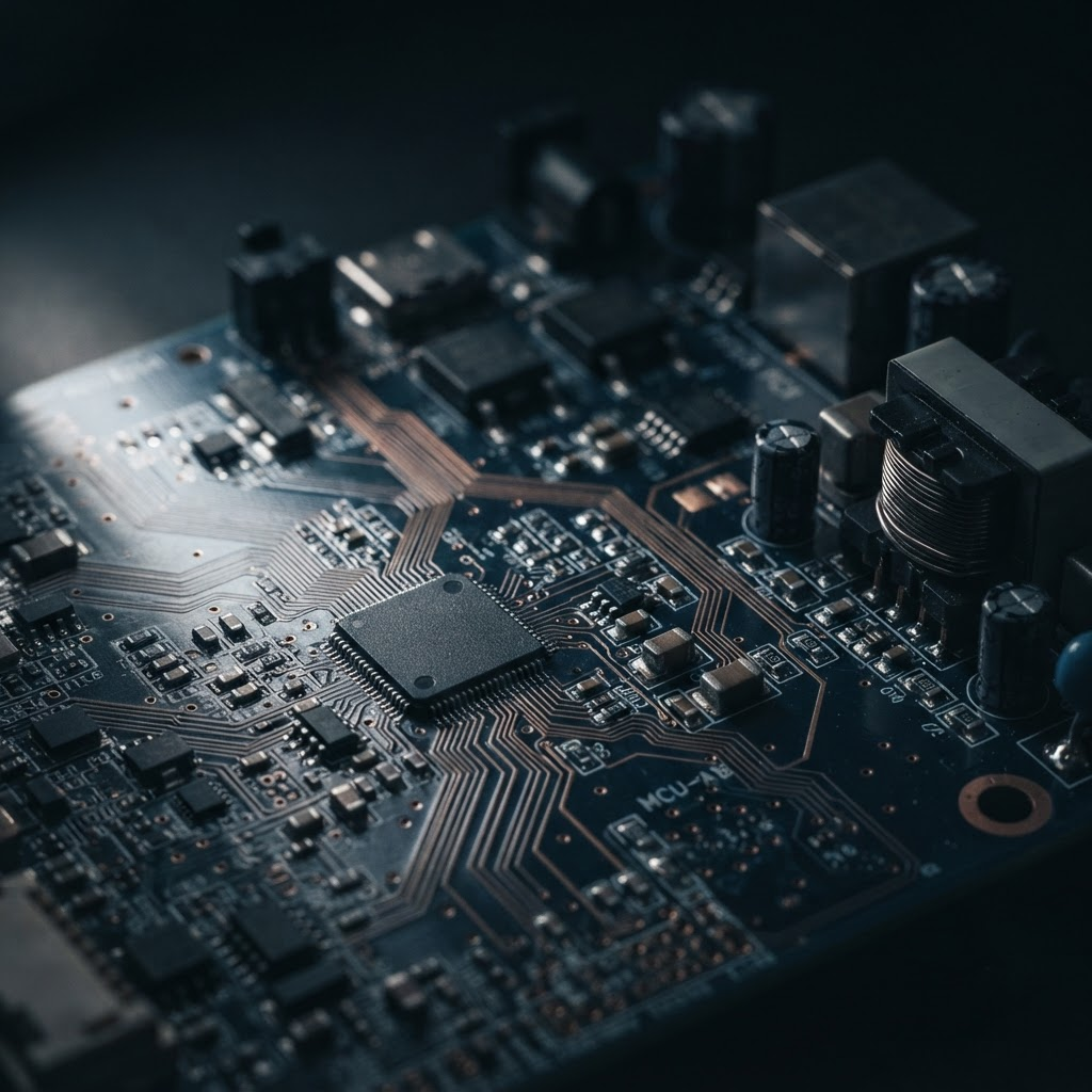 Macro view of an industrial embedded controller circuit board
